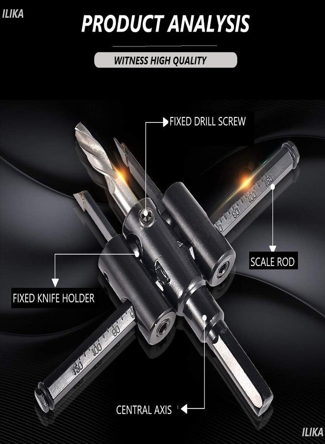 ILIKA Adjustable Hole Saw 1-3/16" - 4-3/4" Drywall Cutter 30-120mm Wood Adjustable for Woodworking Twist Hole DIY Tools Hole Saw Drill Bit Tool - Image 2
